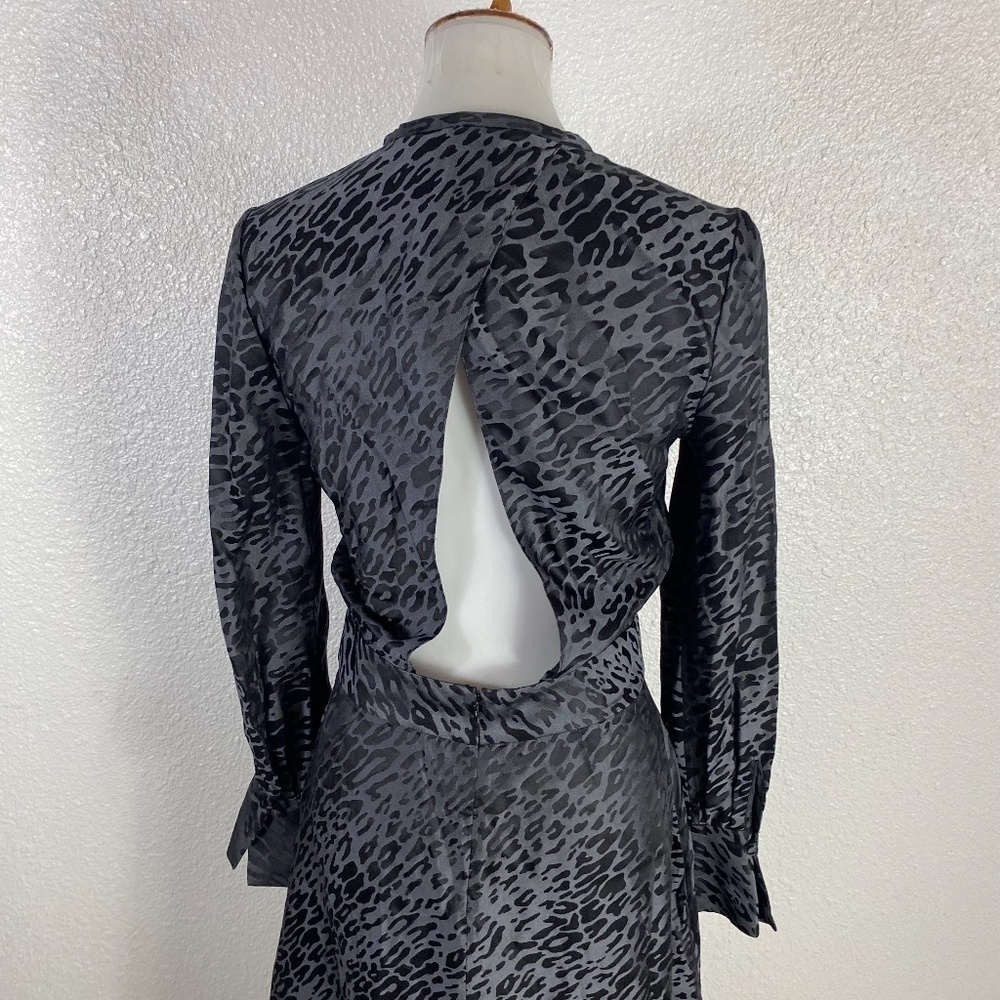 Equipment Femme Magnolia A-Line Silk Midi Dress Open Back Leopard NEW NWT SZ 0 - Picture 4 of 7